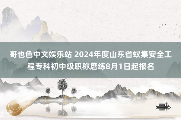 哥也色中文娱乐站 2024年度山东省蚁集安全工程专科初中级职称磨练8月1日起报名