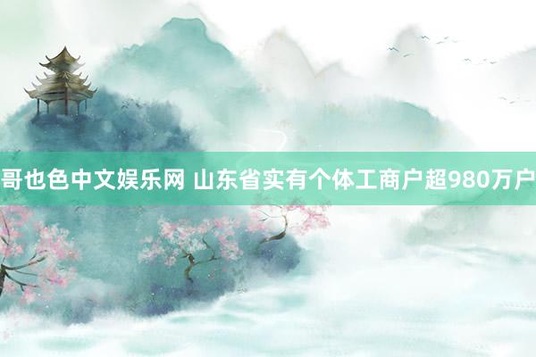 哥也色中文娱乐网 山东省实有个体工商户超980万户