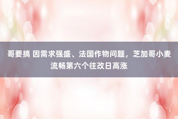 哥要搞 因需求强盛、法国作物问题，芝加哥小麦流畅第六个往改日高涨