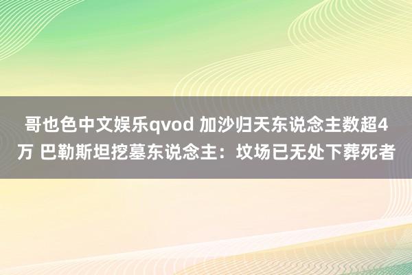 哥也色中文娱乐qvod 加沙归天东说念主数超4万 巴勒斯坦挖墓东说念主：坟场已无处下葬死者