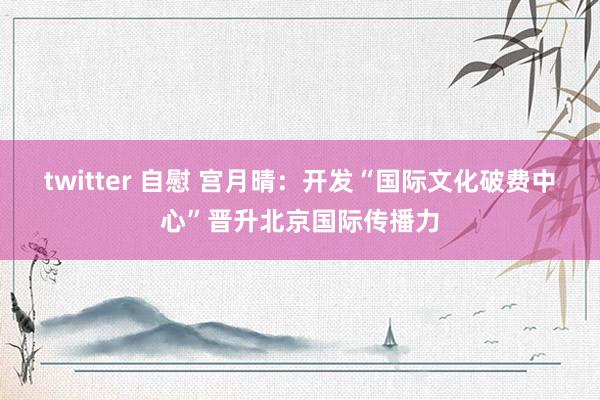 twitter 自慰 宫月晴：开发“国际文化破费中心”晋升北京国际传播力